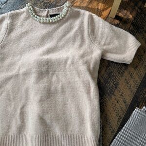 Beige/pink Knit Top with Pearl Detail size XS/Tp